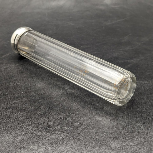 1927 British Vintage Oblong Glass Bottle Pure Silver Lid 110g